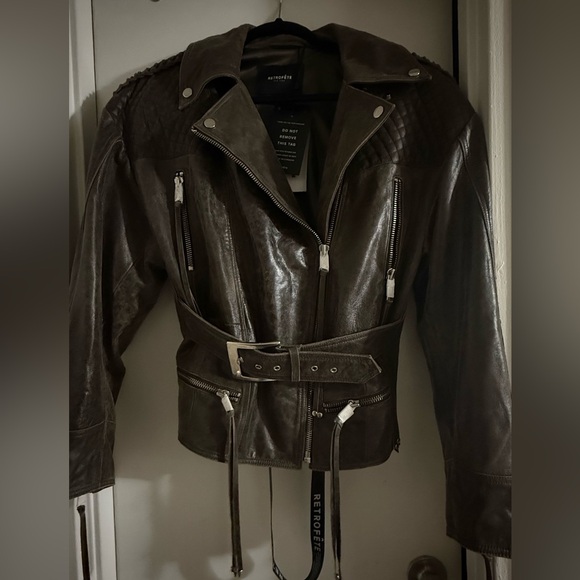 Retrofete Salome Leather Jacket in Vintage Brown- NWT M - Picture 5 of 10